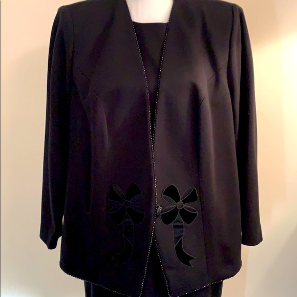 Leslie Fay Black Suit Jacket w/Dress Size 14W